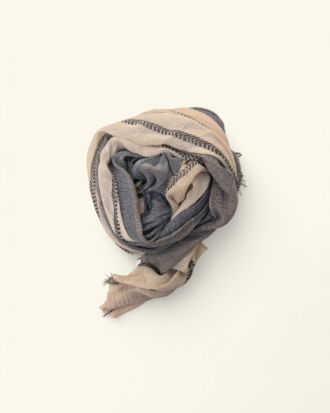 FOULARD BEIGE Y AZUL