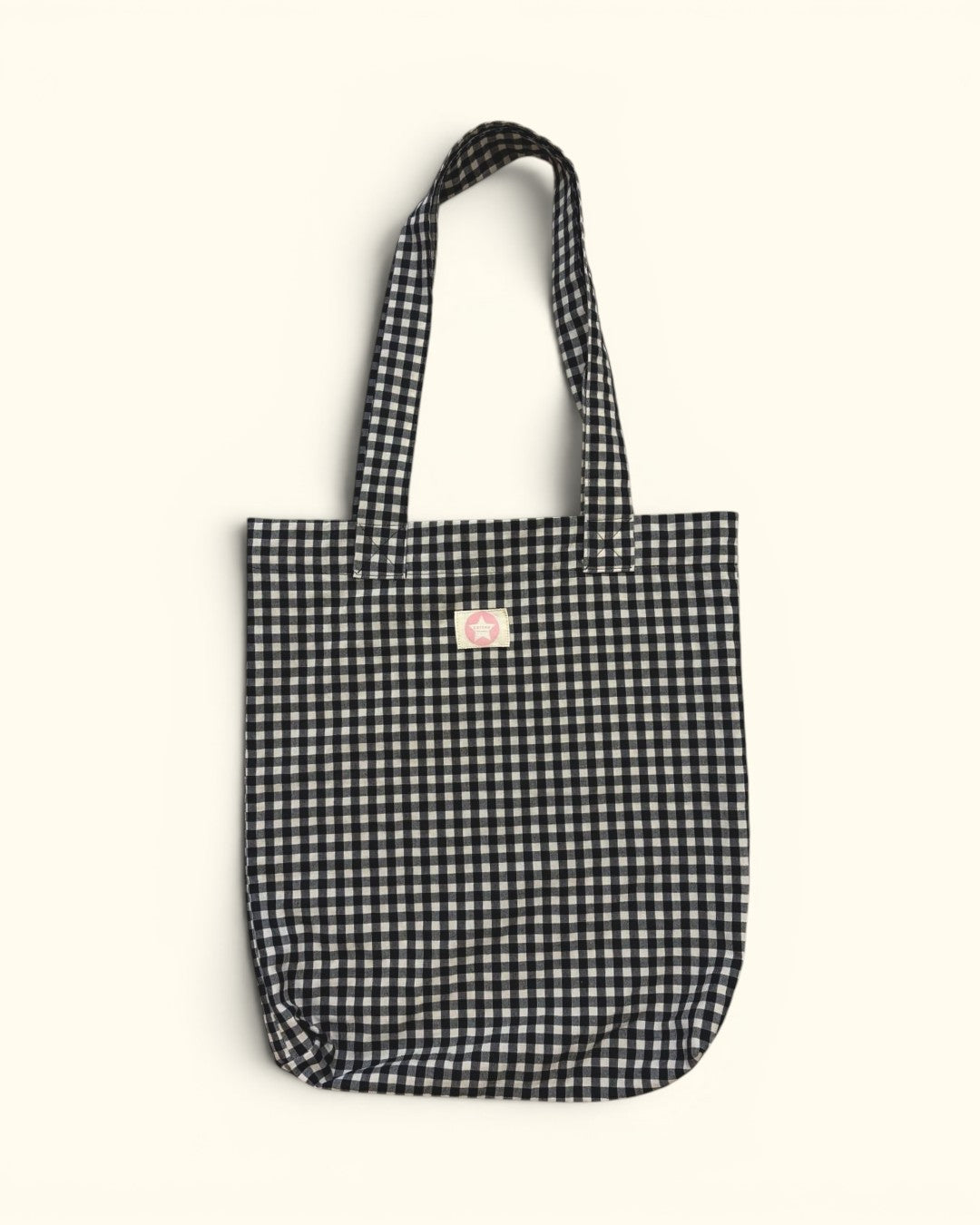 BOLSO TOTE BAG CUADRO VICHY NEGRO