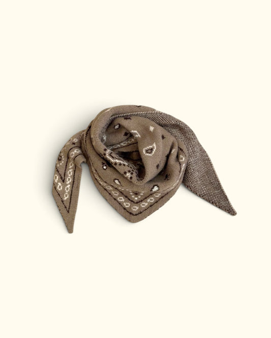 BANDANA DE PICO ESTAMPADA TAUPE PEQUEÑA