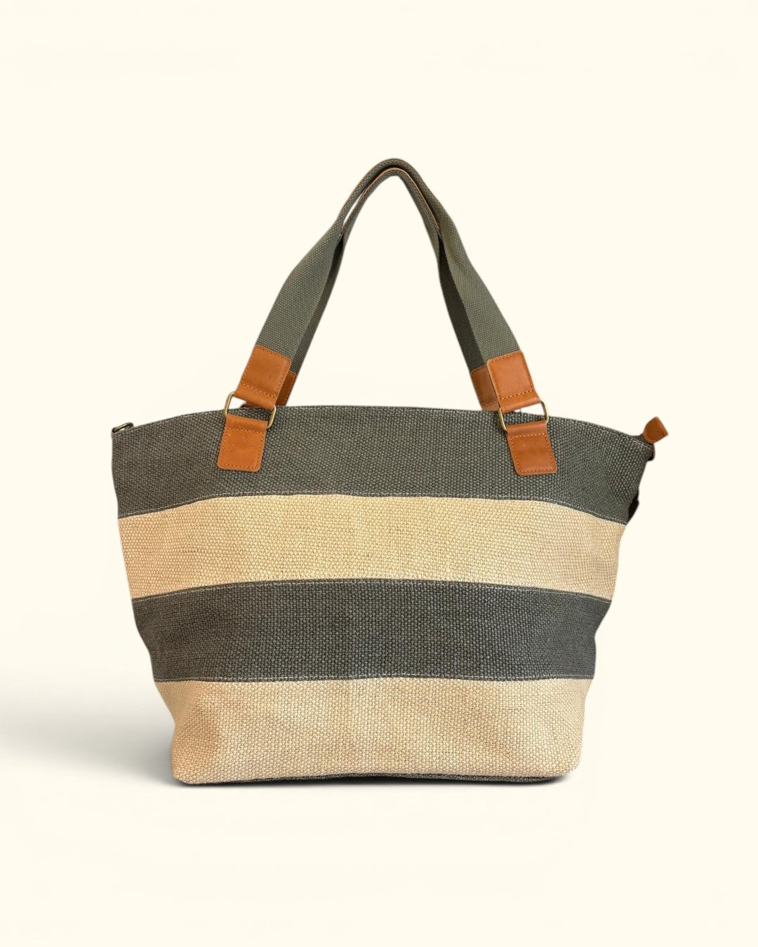 BOLSO SUSANA RAYAS KHAKI Y CRUDO