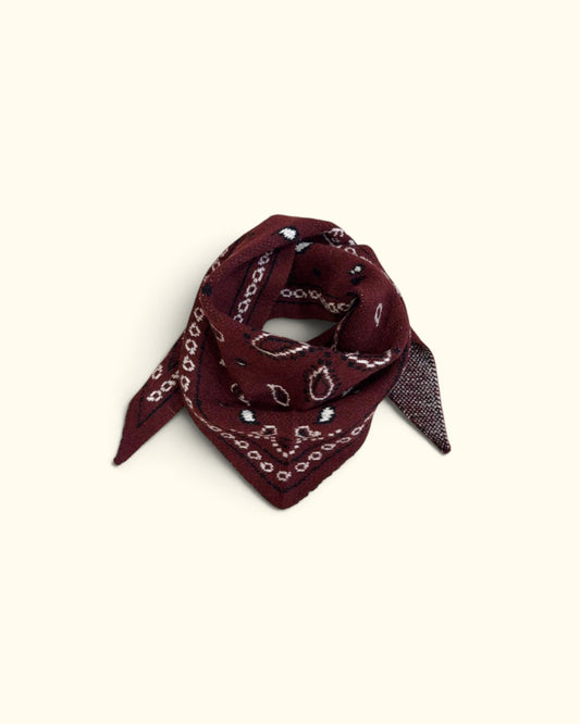 BANDANA DE PICO ESTAMPADA BURDEOS PEQUEÑA