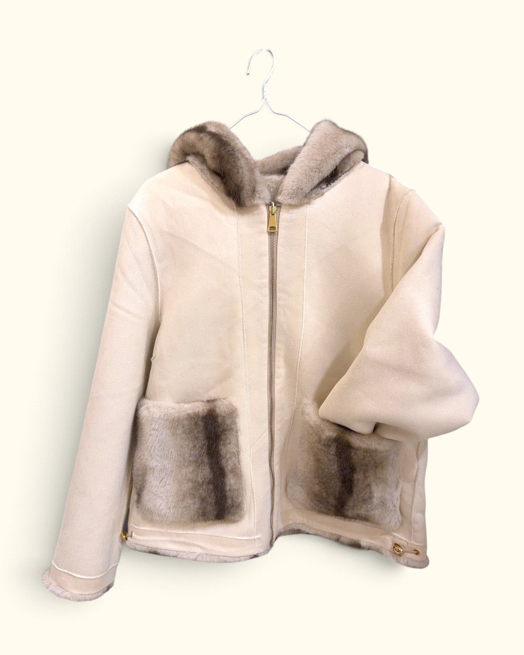 CHAQUETA REVERSIBLE PELO BLANCO