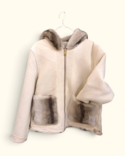 CHAQUETA REVERSIBLE PELO BLANCO