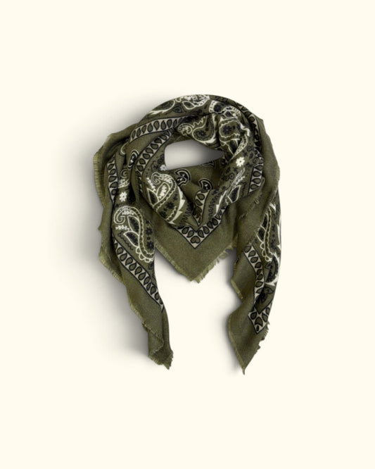 FOULARD PAISLEY VERDE KAKI