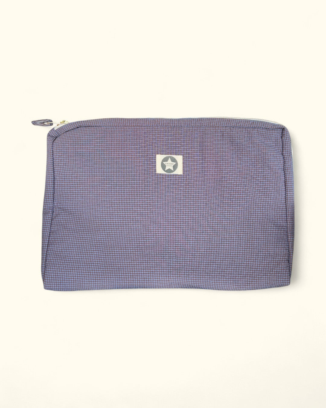 FUNDA DE ORDENADOR CUADROS AZUL MARINO Y MARRÓN