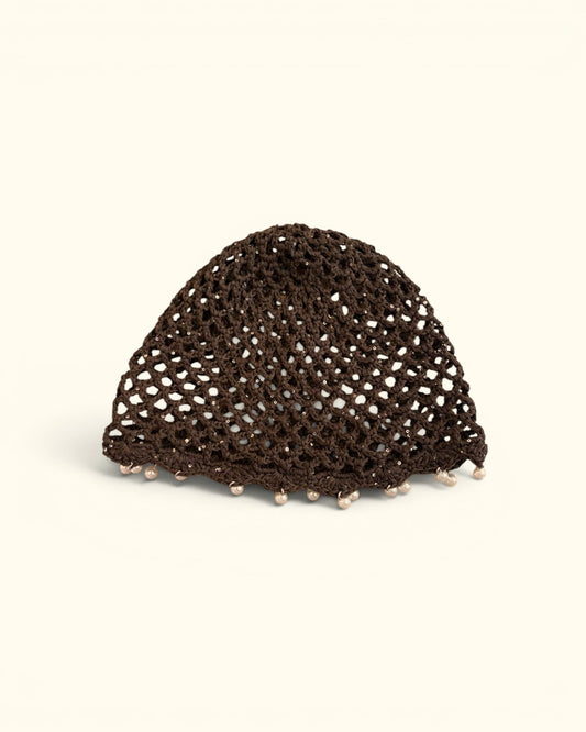 GORRO DE GANCHILLO MARRÓN