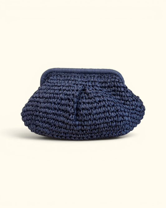Bolso 'LLÁMAME' mimbre azul marino