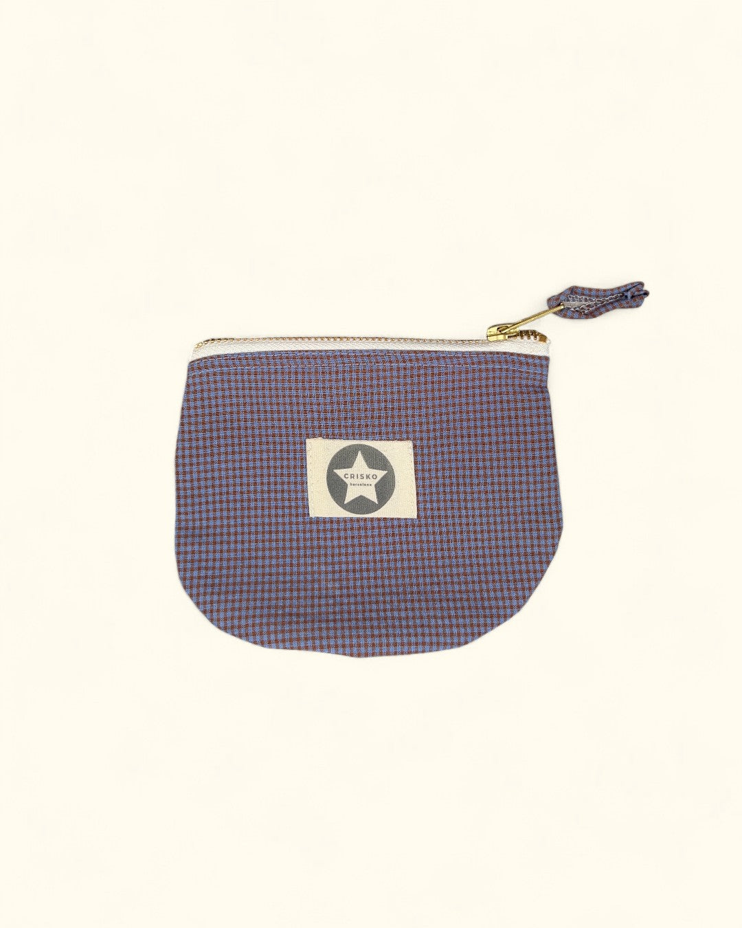 MONEDERO CUADROS AZUL MARINO Y MARRÓN