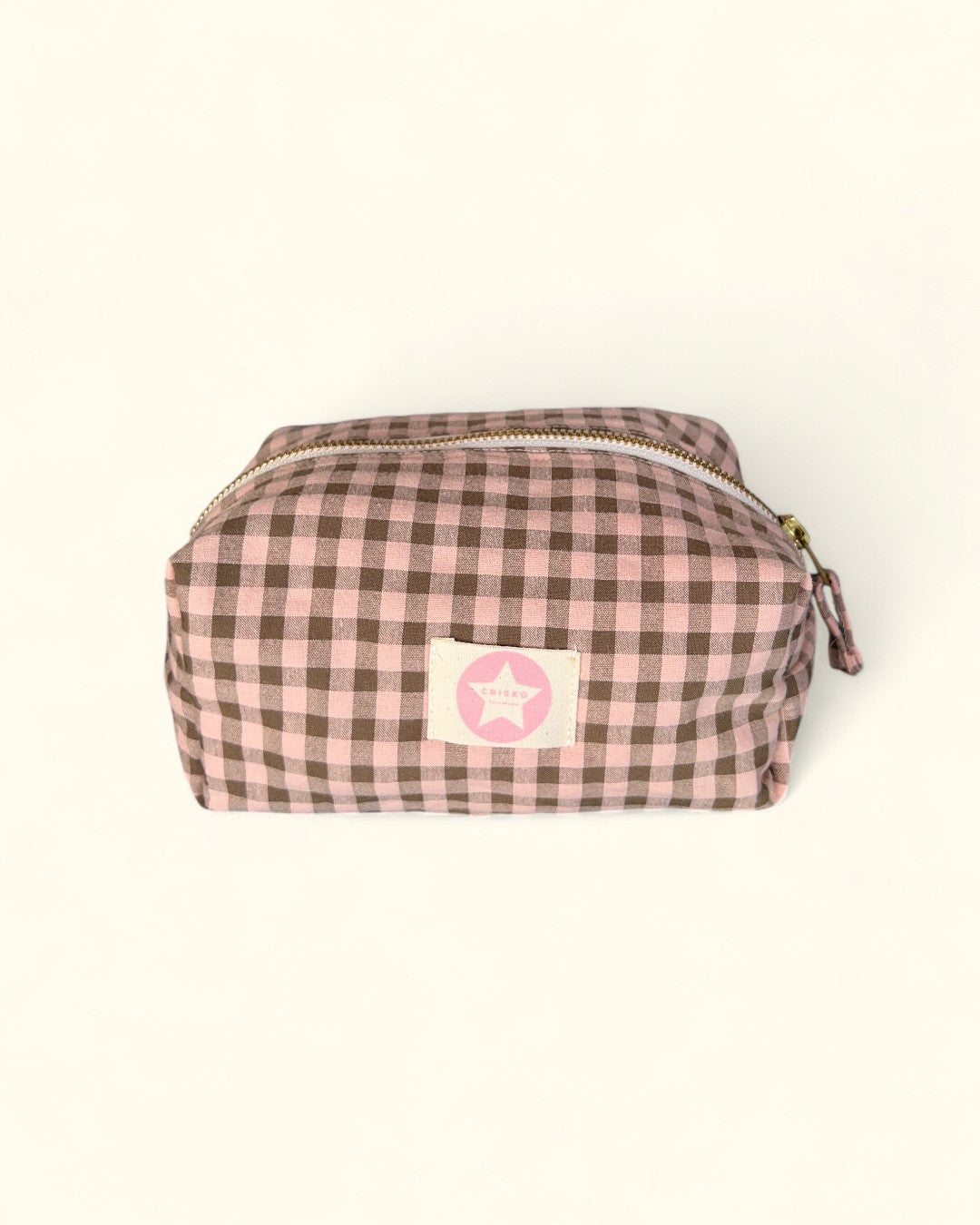 NECESER CUADRADO CUADROS ROSA Y VERDE KHAKI