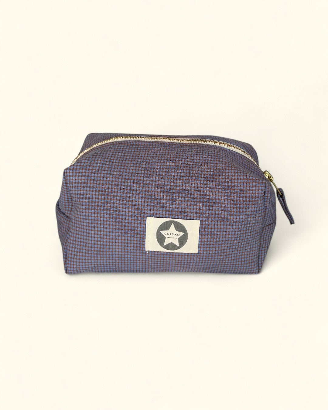 NECESER CUADRADO CUADROS AZUL MARINO Y MARRÓN