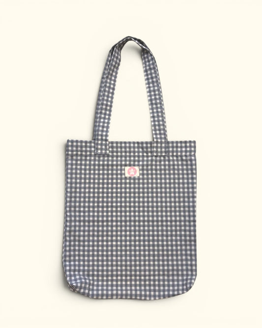 BOLSO TOTE BAG CUADRO VICHY GRIS