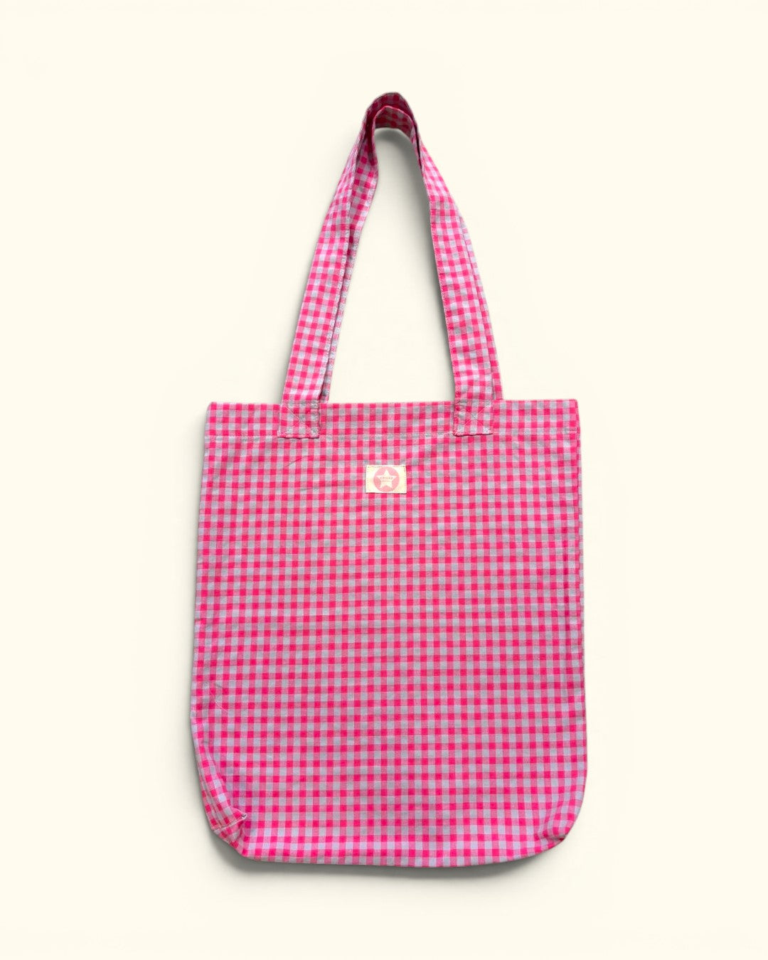 BOLSO TOTE BAG CUADRO ROSA FOSFORITO